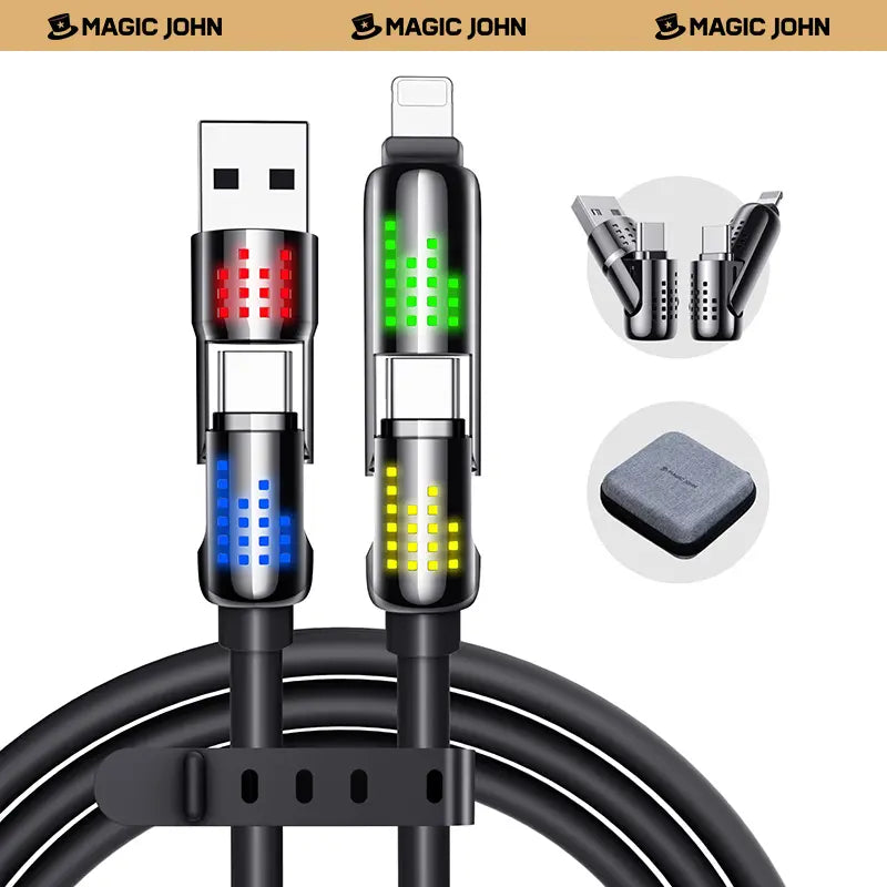 【Tiktokshopblackfriday】New - MAGIC JOHN 4-In-1 Charging Cable, Super Fast 240W Charging with RGB Light