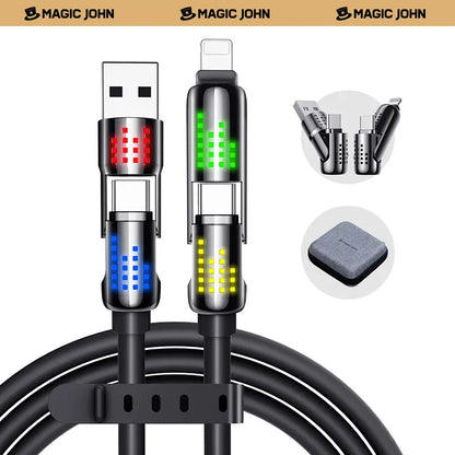 【Tiktokshopblackfriday】New - MAGIC JOHN 4-In-1 Charging Cable, Super Fast 240W Charging with RGB Light