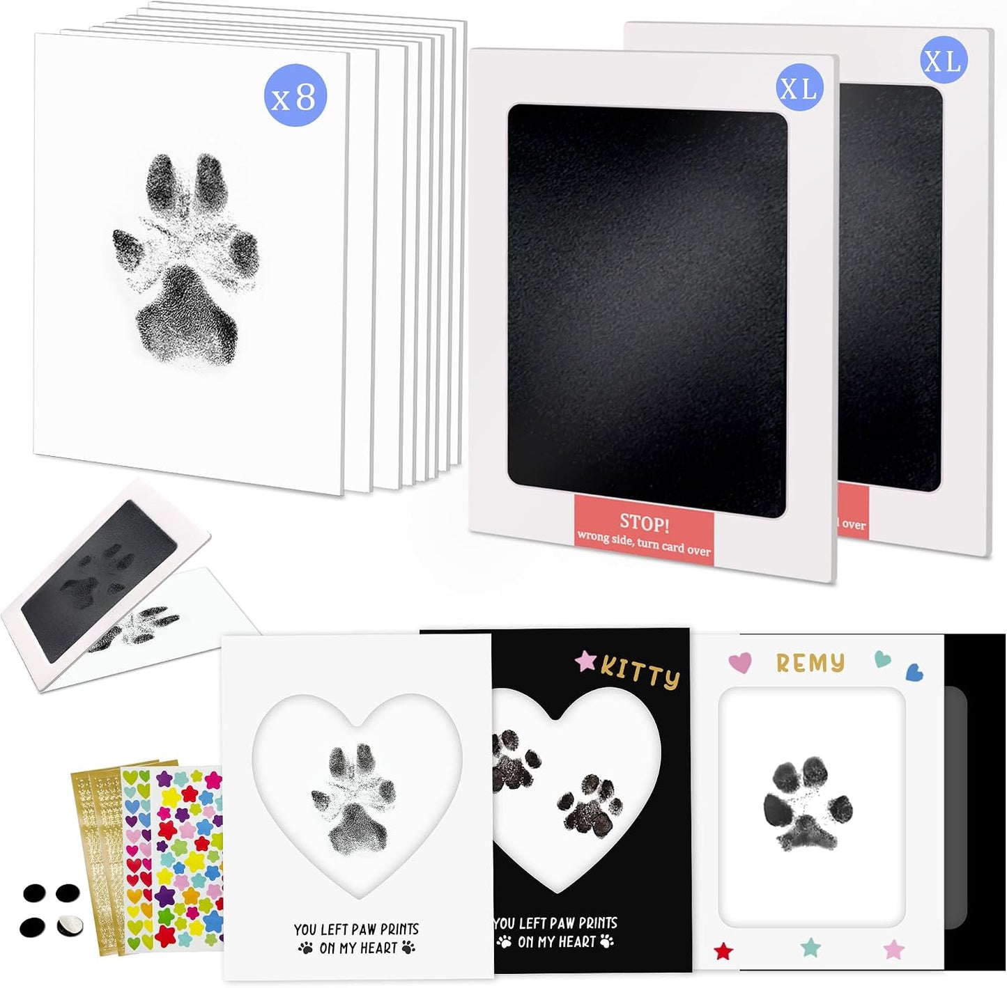 Paw Print Kit,Clean Touch/Inkless Ink Pad for Dog/Cat Pawprints,Paw Print Stamp Pad for Dogs,Dog Paw/Nose Print Kit Keepsake,Pet Paw Print Impression Kit with Frame,Gifts for Pet Parents-2L