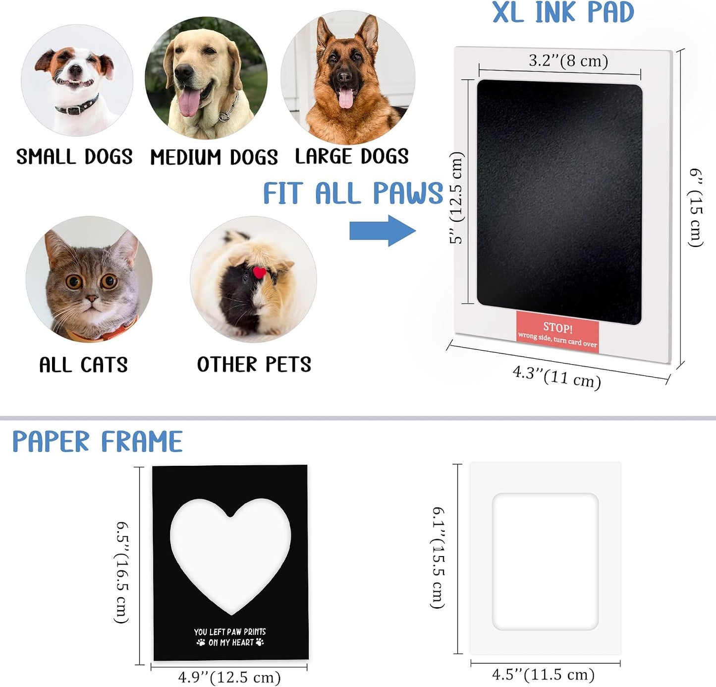 Paw Print Kit,Clean Touch/Inkless Ink Pad for Dog/Cat Pawprints,Paw Print Stamp Pad for Dogs,Dog Paw/Nose Print Kit Keepsake,Pet Paw Print Impression Kit with Frame,Gifts for Pet Parents-2L