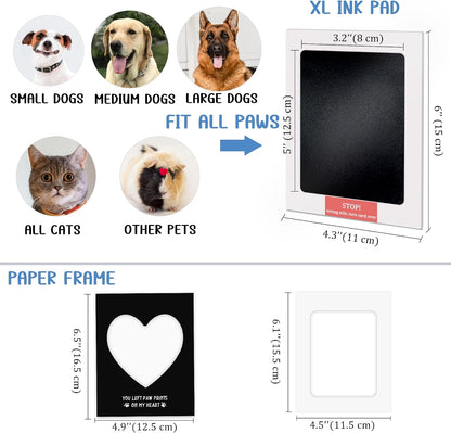 Paw Print Kit,Clean Touch/Inkless Ink Pad for Dog/Cat Pawprints,Paw Print Stamp Pad for Dogs,Dog Paw/Nose Print Kit Keepsake,Pet Paw Print Impression Kit with Frame,Gifts for Pet Parents-2L
