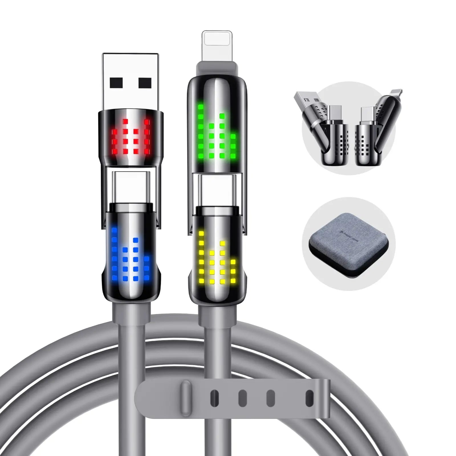 【Tiktokshopblackfriday】New - MAGIC JOHN 4-In-1 Charging Cable, Super Fast 240W Charging with RGB Light