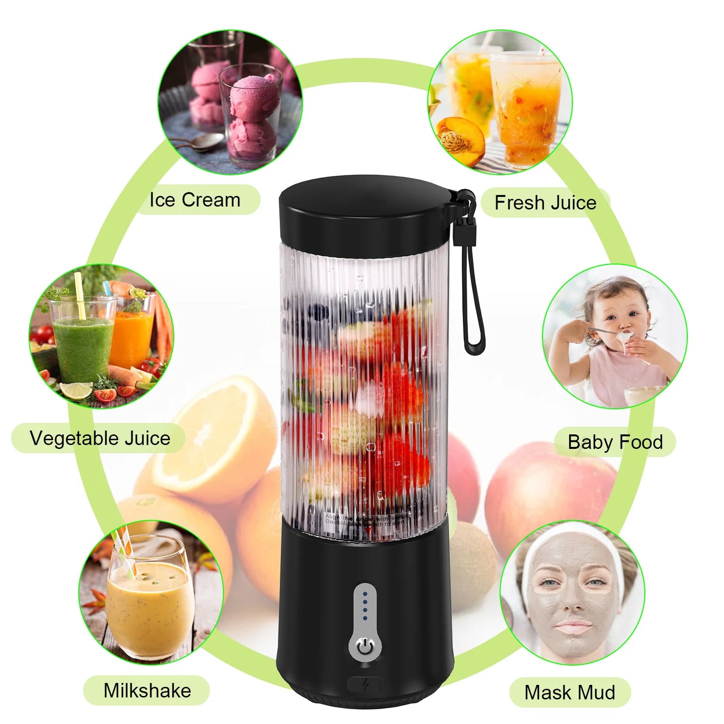 450ML Portable Electric Blender USB Rechargeable Cordless Juicer High Powerful Juicer Cup for Smoothie Milkshake Juice Food