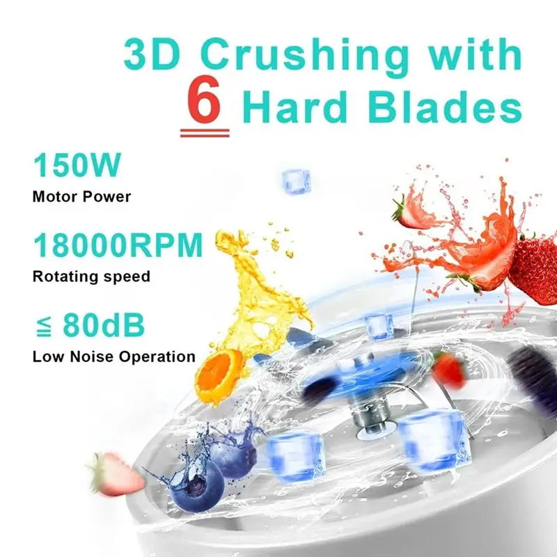 Taigh-Portable Electric Blender Mini Handheld Fruit Mixer with 6 Blades Personal USB Rechargeable Juices Cup 500ML